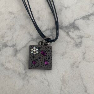 Lia Sophia Black and Purple Pendant Necklace